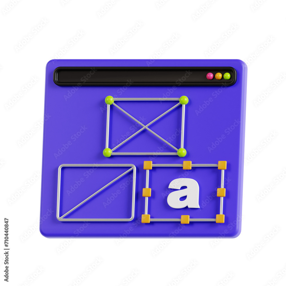 Poster 3d wireframing model creating seamless digital experiences. 3d illustration, 3d element, 3d renderin