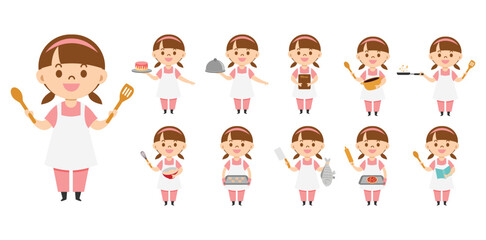 Cartoon Woman Cooking Illustration
