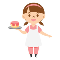 Cartoon Woman Cooking Illustration