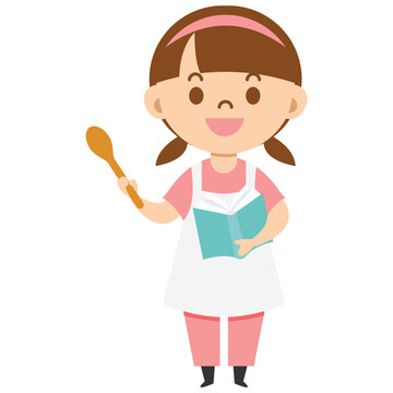 Cartoon Woman Cooking Illustration