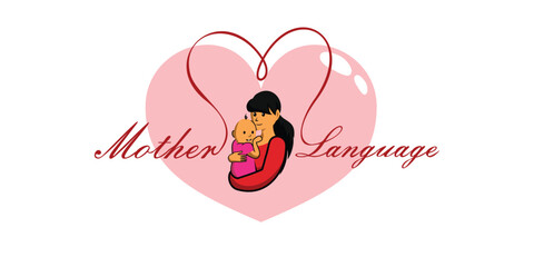 illustration of holding a baby, graphic design to commemorate world mother language day, vector eps 10.