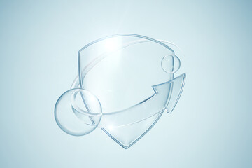 Glass shield UV protection ultraviolet, 3d icon for cream skin care sunscreen, 3d rendering.