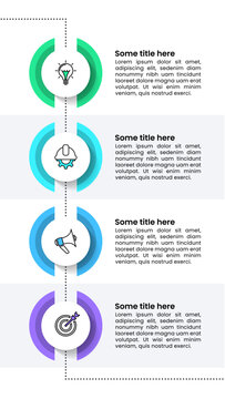 Infographic template. Vertical timeline with 4 circles