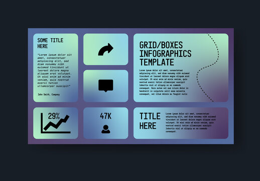 Grid Layout Infographics Template with gradients