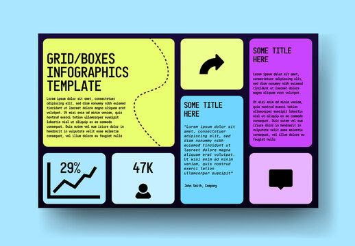 Grid Layout Infographics Template with Vivid colors