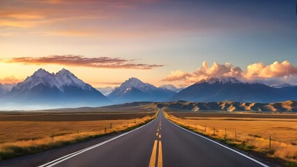 road leading to mountain scenery. highland road.