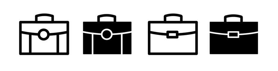 Executive Briefcase Line Icon. Corporate Travel Bag Icon in Black and White Color.