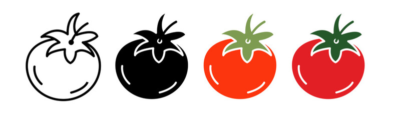 Ripe Tomato Cluster Line Icon. Fresh Cherry Tomato Bunch Icon in Black and White Color.