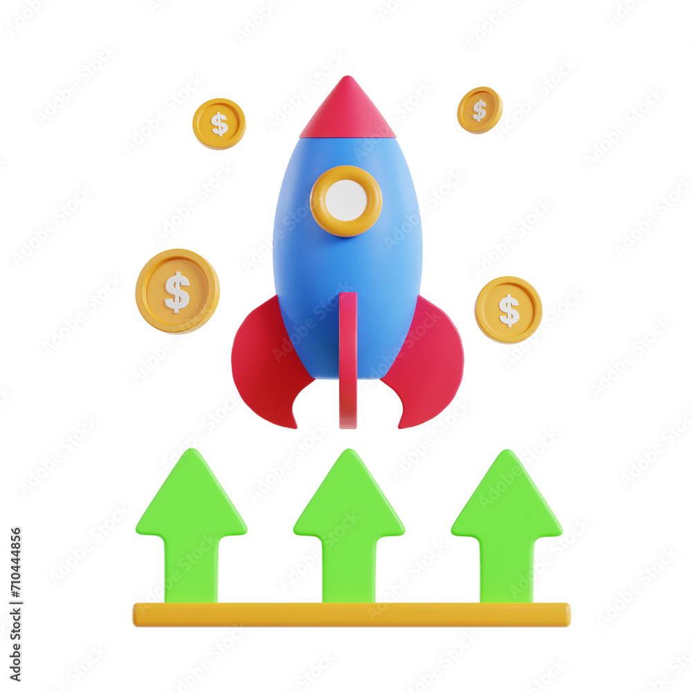 Aufkleber 3d financial startup model financial options for new ventures. 3d illustration, 3d element, 3d rende
