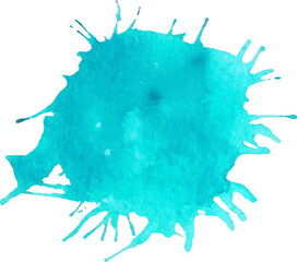 Mint abstract watercolor illustration on transparent background.