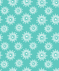 simple seamless doodle flower blue pattern, raster version