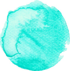 Mint abstract watercolor illustration on transparent background.