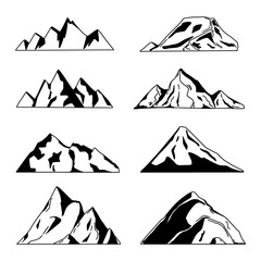 Set of mountais. line art. Vector illustration.