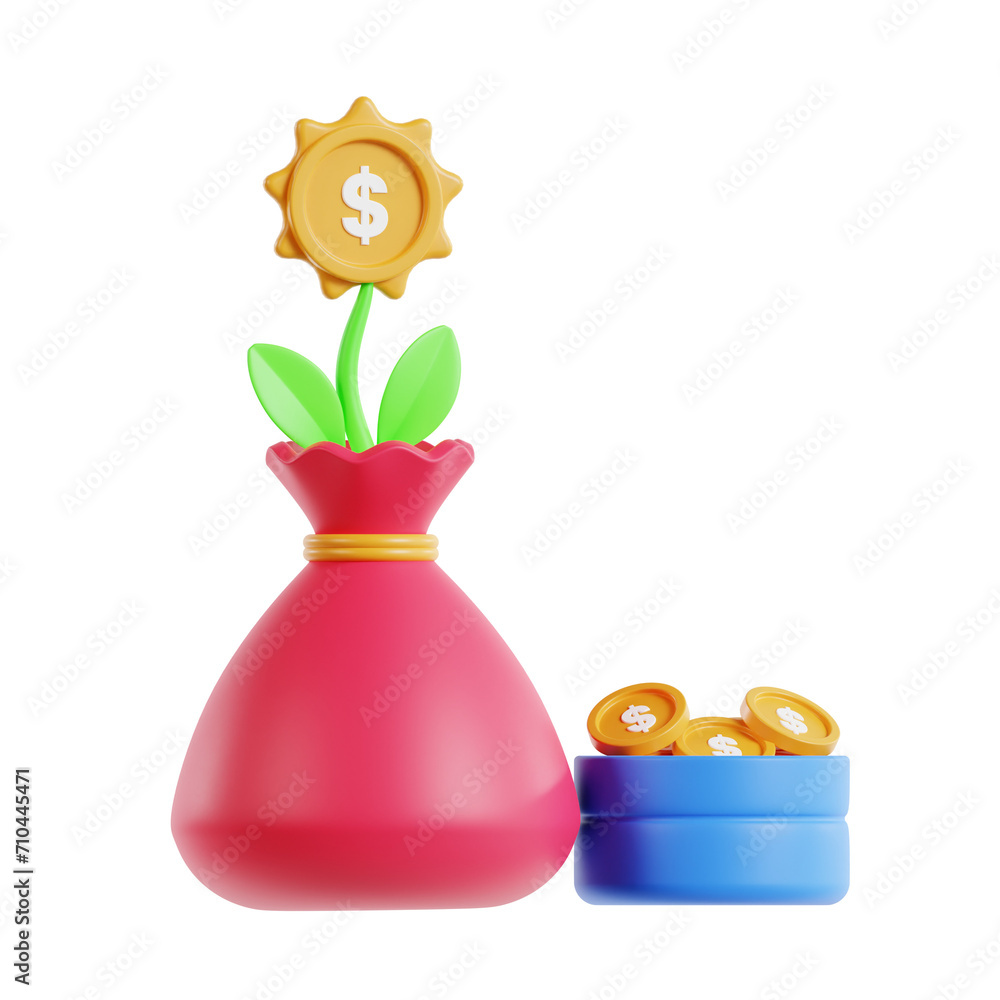 Poster 3d mutual funds model investment choices for better returns. 3d illustration, 3d element, 3d renderi