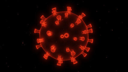 3D virus floating on a black space background