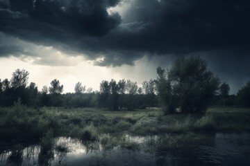 Atmospheric Drama: Majestic Storm Clouds Gathering in a Spellbinding Display of Nature's Power. Perfect for Adding Depth to Your Creative Projects and Conveying the Intensity of Weather Phenomena.