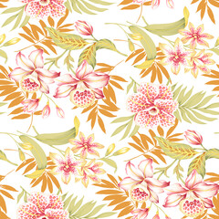 Digital textile design flowers pattern texture.
