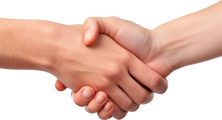 Two people shaking hands, signifying agreement and cooperation, no background or transparent.