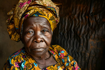 Senior afican woman Sitting sad beling left alone at home. 