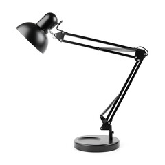 Black desk lamp isolated on white background. table lamp with white background	