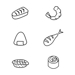 Set of 6 icons. Japanese food