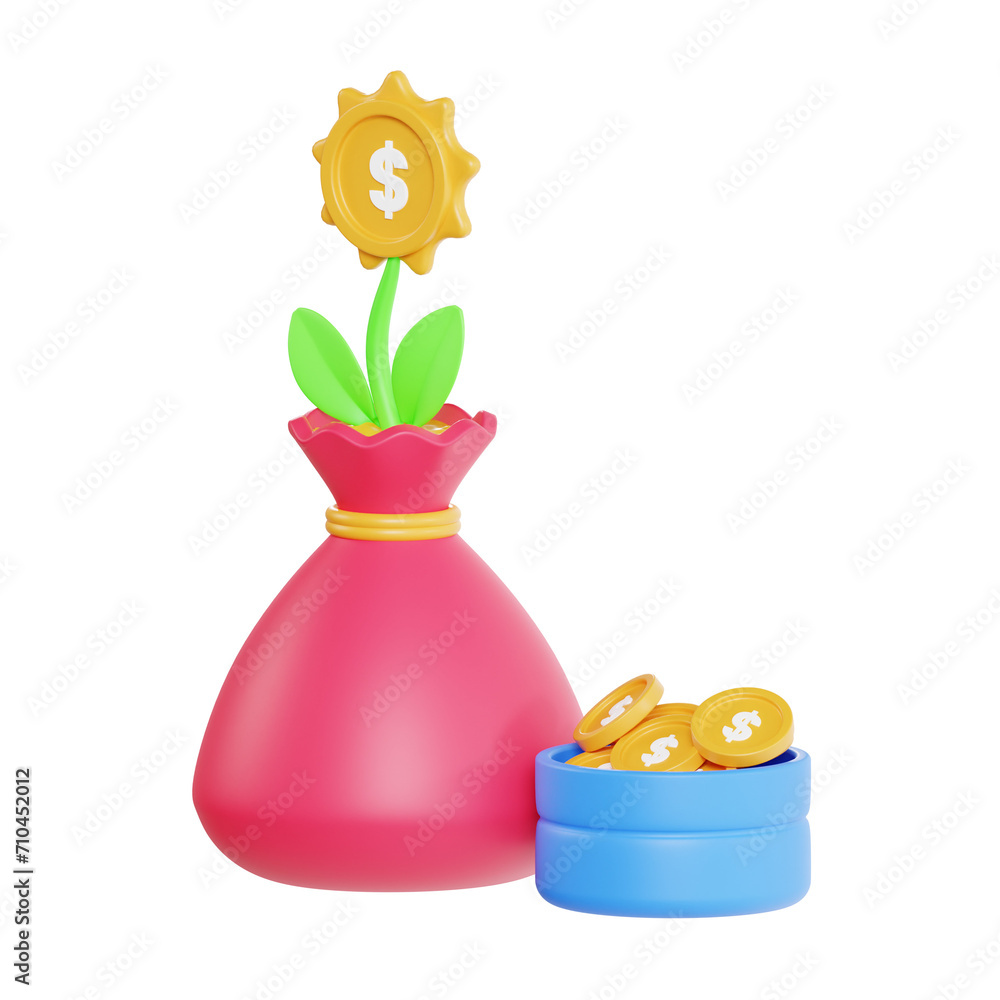 Poster 3d mutual funds model investment choices for better returns. 3d illustration, 3d element, 3d renderi