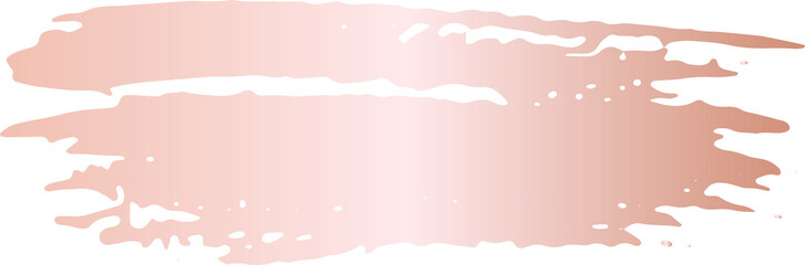 Pink gold ink grunge brush stroke illustration on transparent background.