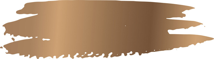 Gold ink grunge brush stroke illustration on transparent background.