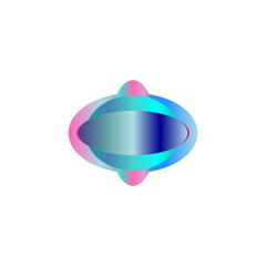An abstract transparent cyberpunk oval shape design element.
