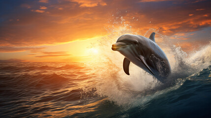 Dolphin having fun in the sea. - obrazy, fototapety, plakaty