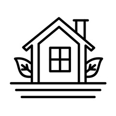 black and white green house icon