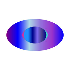 An abstract transparent cyberpunk oval shape design element.
