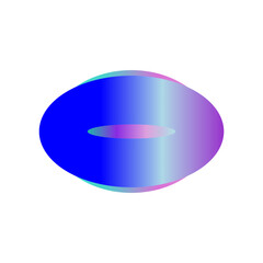 An abstract transparent cyberpunk oval shape design element.