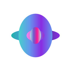 An abstract transparent cyberpunk oval shape design element.