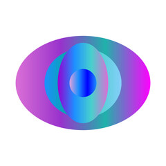 An abstract transparent cyberpunk oval shape design element.