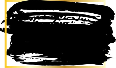 Black ink grunge brush stroke illustration on transparent background.