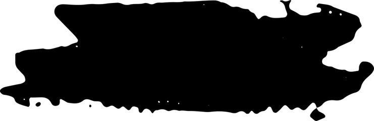 Black ink grunge brush strokes illustration on transparent background.