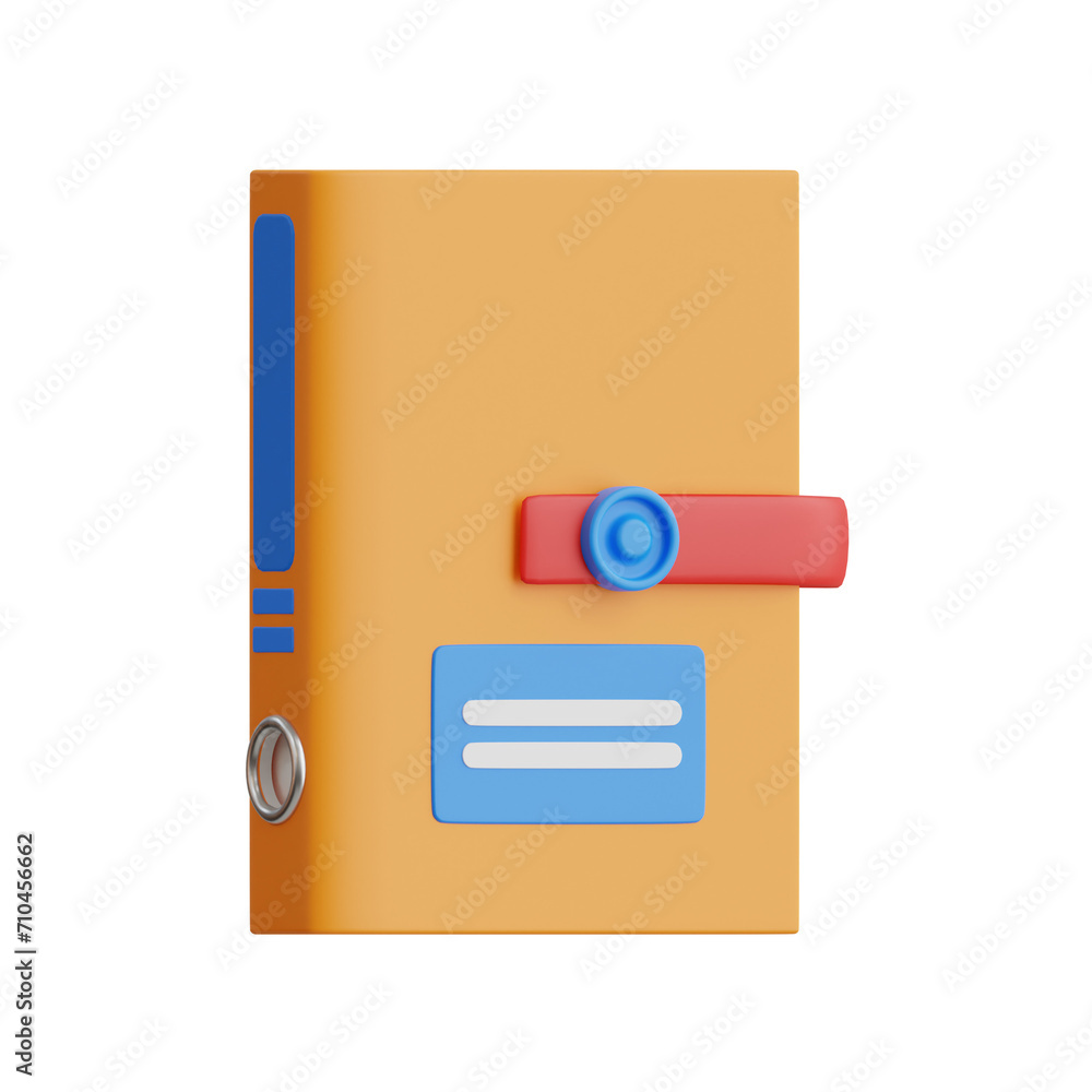 Poster 3d ring binder model efficient paper management. 3d illustration, 3d element, 3d rendering. 3d visua