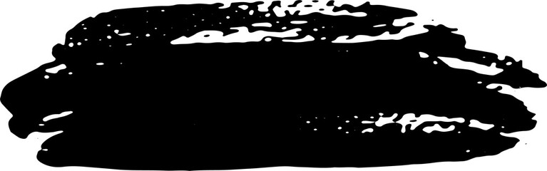 Black ink grunge brush strokes illustration on transparent background.
