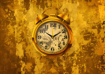 Time is money, illustration, logo, on gold background