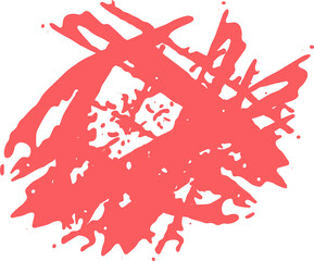 Pastel ink grunge brush stroke illustration on transparent background.