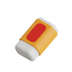3D Eraser Model Clean Corrections. 3d illustration, 3d element, 3d rendering. 3d visualization isolated on a transparent background