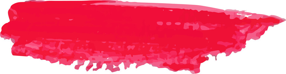 Red brush stroke watercolor illustration on transparent background.