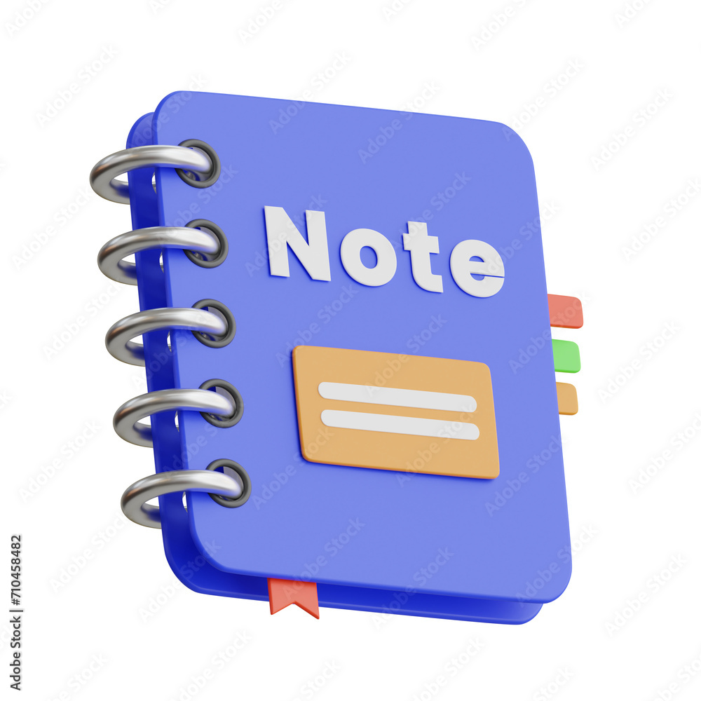 Poster 3d notebook model journaling and planning. 3d illustration, 3d element, 3d rendering. 3d visualizati