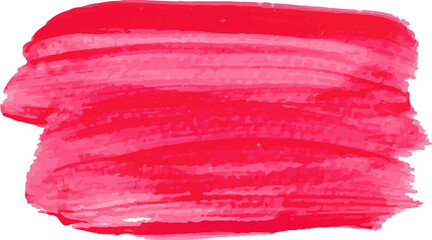 Red brush stroke watercolor illustration on transparent background.