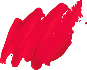 Red brush stroke watercolor illustration on transparent background.