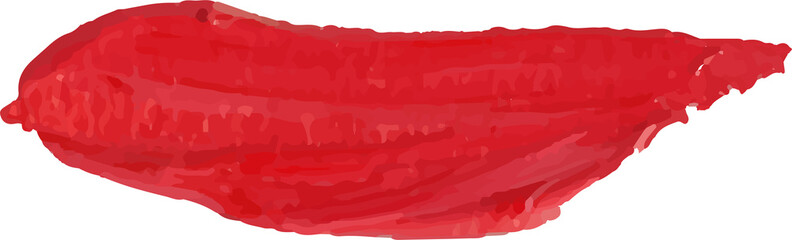 Red brush stroke watercolor illustration on transparent background.