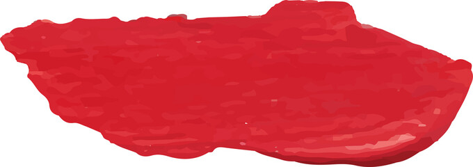 Red brush stroke watercolor illustration on transparent background.