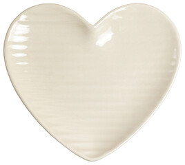 Heart shaped plate white isolated transparent. Top view. - 710459462