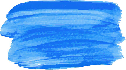 Blue brush stroke watercolor illustration on transparent background.